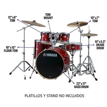 Cargar imagen en el visor de la galería, BATERIA YAMAHA STAGE CUSTOM CRANBERRY SBP2F5 SHELL PACK