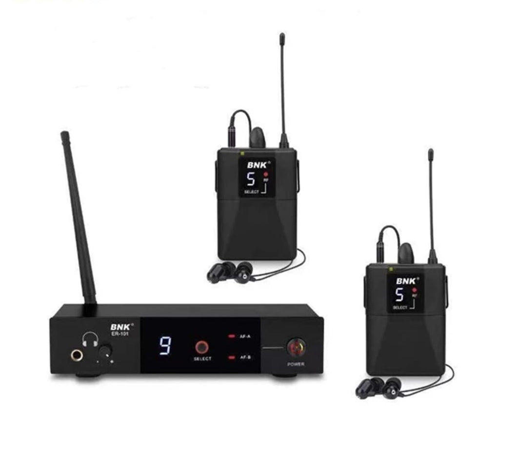 sistema de monitoreo in ear UHF doble.