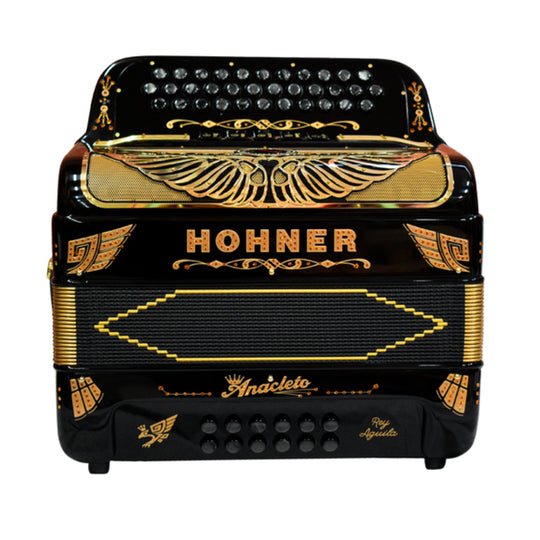 ACORDEON DIATONICO HOHNER ANACLETO ''REY AGUILA III'', FA-SIB-MIB, NEGRO