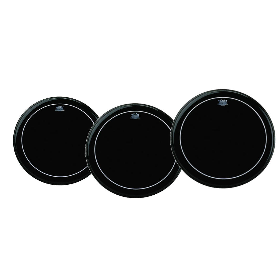 JUEGO DE 3 PARCHES REMO PINSTRIPE NEGRO EBONY 14