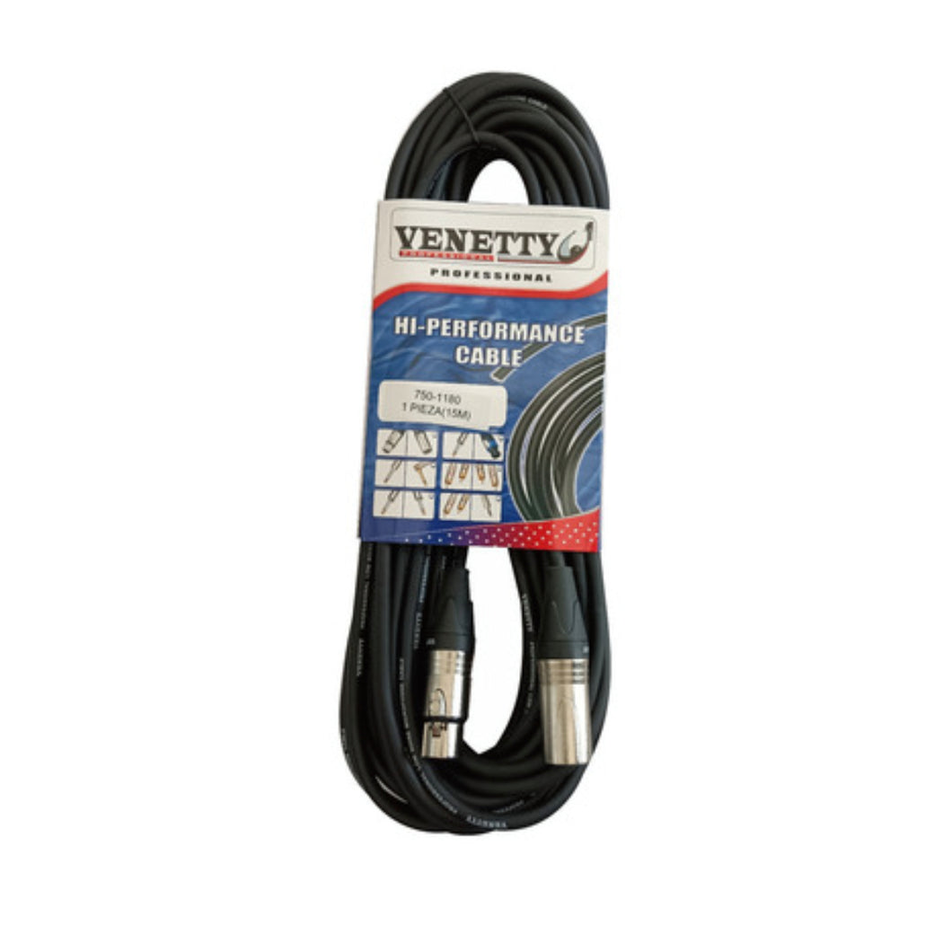 CABLE PARA MICROFONO LARGO  15 METROS VENETTY REFORZADO