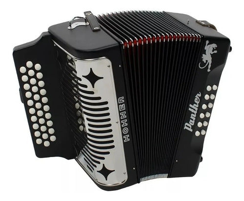 ACORDEON DIATONICO HOHNER ''PANTHER'' SOL-DO-FA, 31 BOTONES Y 12 BAJOS, NEGRO MATE